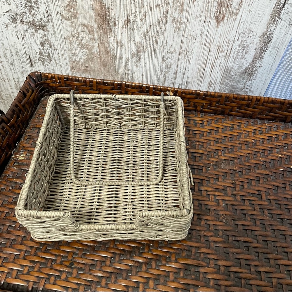 Vintage Wicker Square Basket Catch All Tray